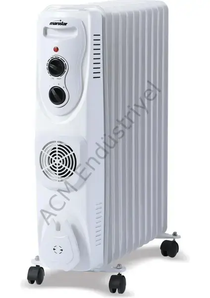 Marsstar Turbo Fanlı 11 Dilim Elektrikli Yağlı Radyatör, 2500 Watt Petek Isıtıcı B08F