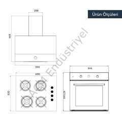 Kumtel Dizayn Beyaz Cam Ankastre Set