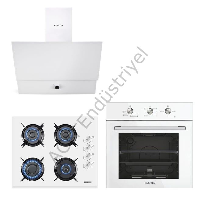 Kumtel Dizayn Beyaz Cam Ankastre Set