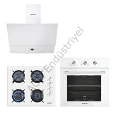 Kumtel Dizayn Beyaz Cam Ankastre Set