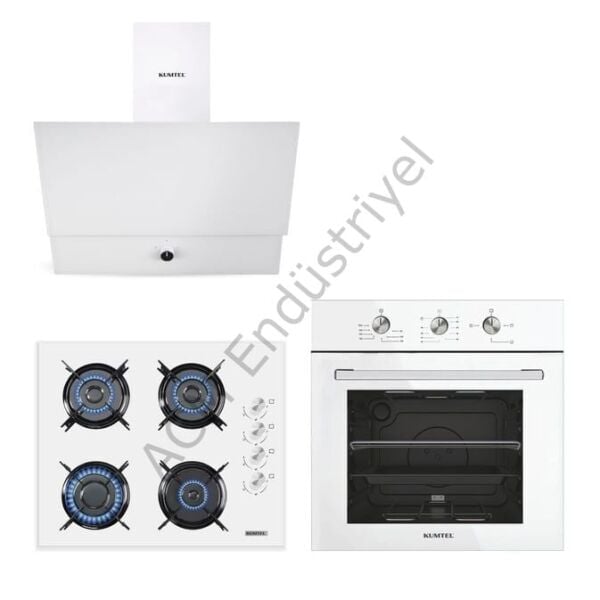 Kumtel Dizayn Beyaz Cam Ankastre Set