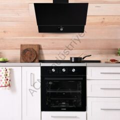 Kumtel Dizayn Siyah Cam Ankastre Set