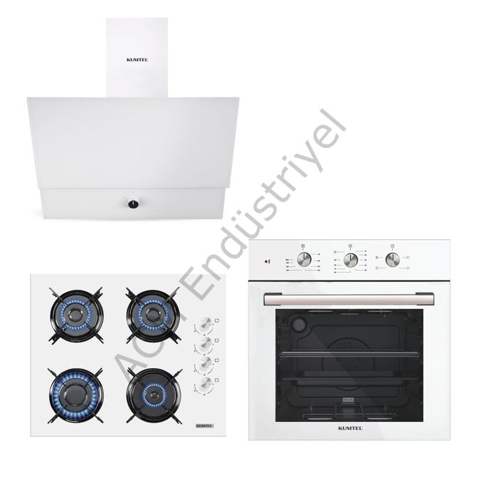 Kumtel Kristal Beyaz Cam Ankastre Set