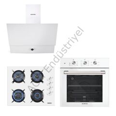 Kumtel Kristal Beyaz Cam Ankastre Set