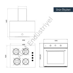 Kumtel Kristal Siyah Cam Ankastre Set