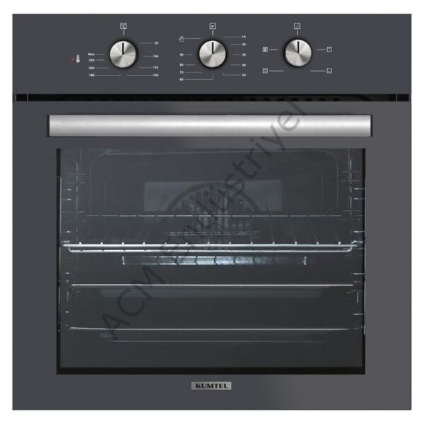 Kumtel Kristal Antrasit (Gri) Cam Ankastre Set