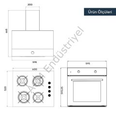 Kumtel Kristal Antrasit (Gri) Cam Ankastre Set