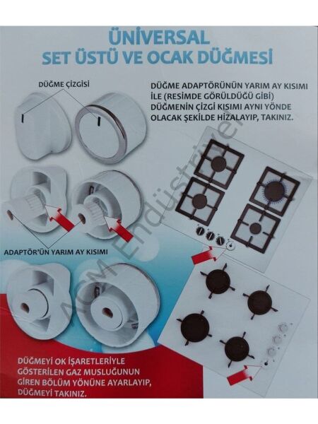 Ankastre Set Üstü ve Ocak Üniversal 4 Lü Düğme Takımı